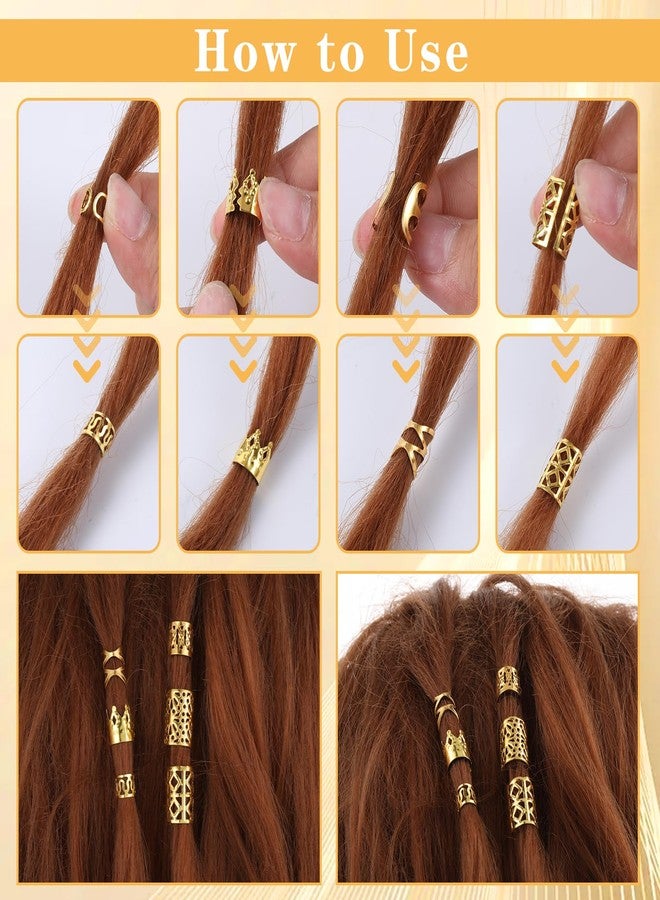 Tyqour 120Pcs Gold Hair Jewelry for Locs, Hair Cuffs for Braids, Hair Clips for Braids, Gold Hair Rings, Adjustable Hair Charms for Braids, Hair Braid Accessories for Women Men Braids Decoration - Image 5